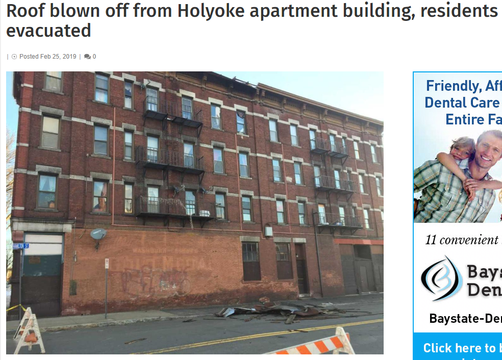 roof blew off holyoke building